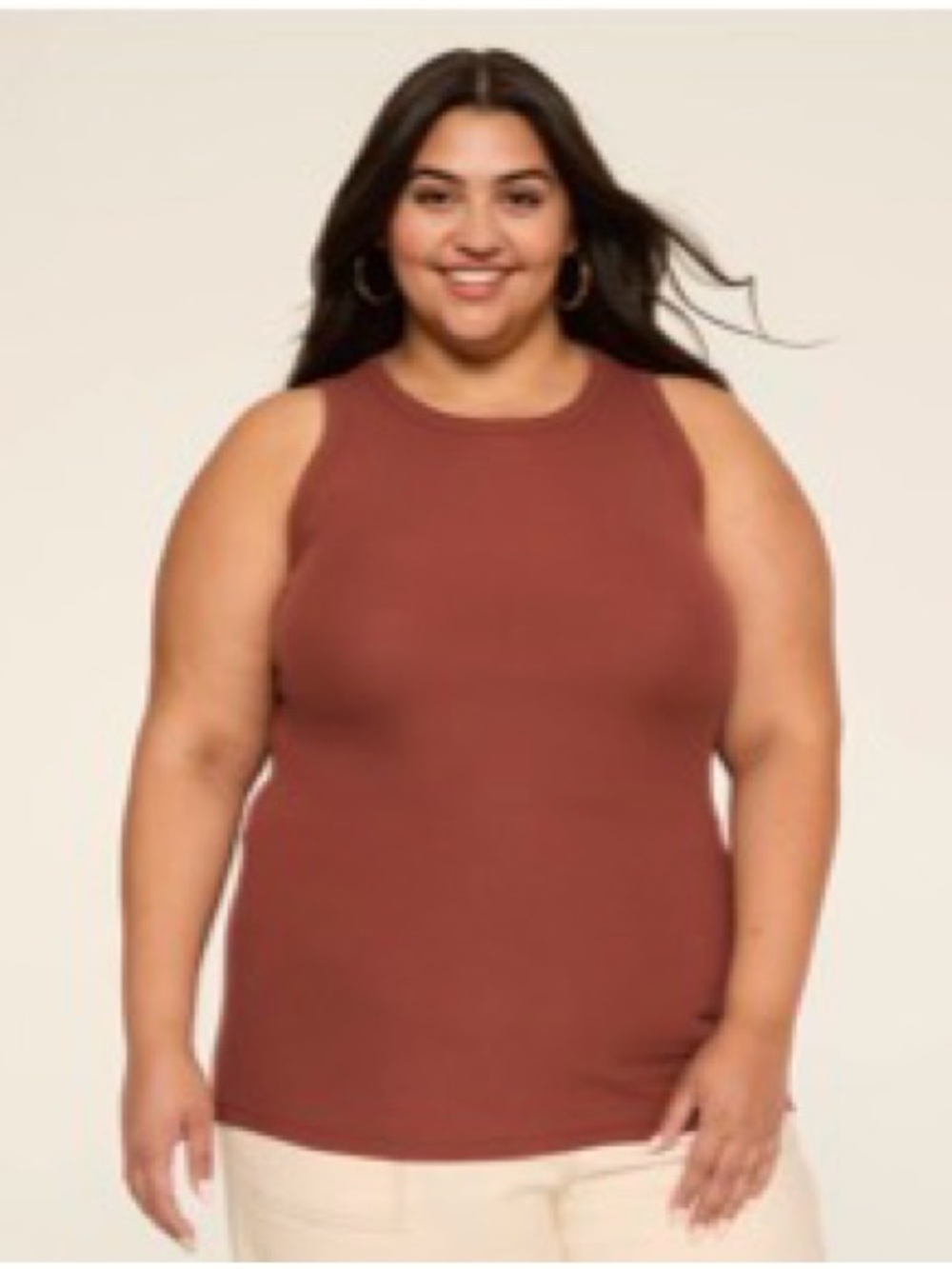 Lane Bryant Sleeveless Ribbed Tank Top in Burnt Clay